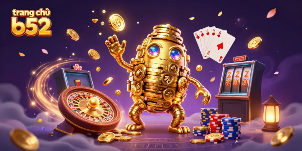 Engage with the games on trang chủ b52 showcasing vibrant slots, golden golems, and casino excitement.