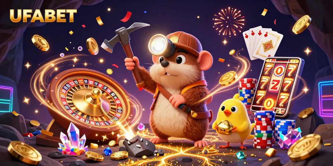 Experience thrilling gaming with UFABET, featuring vibrant casino elements and dynamic characters.