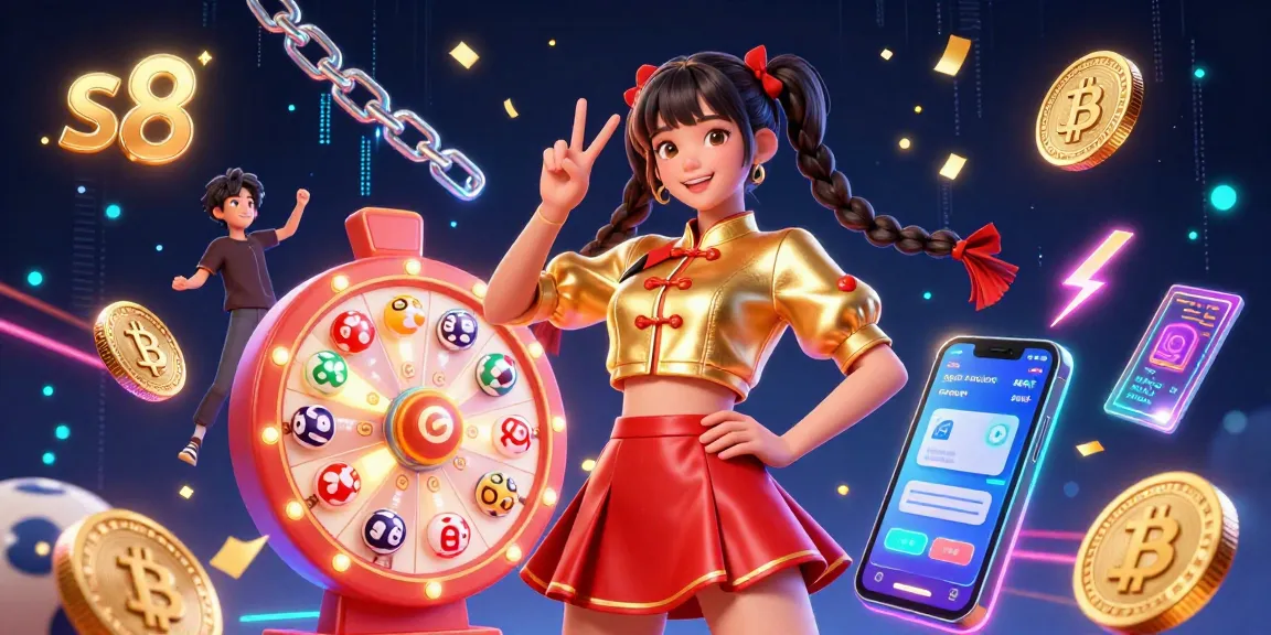 Bet on vibrant 3D action at s8 casino, featuring lively characters, spinning prizes, and crypto elements.
