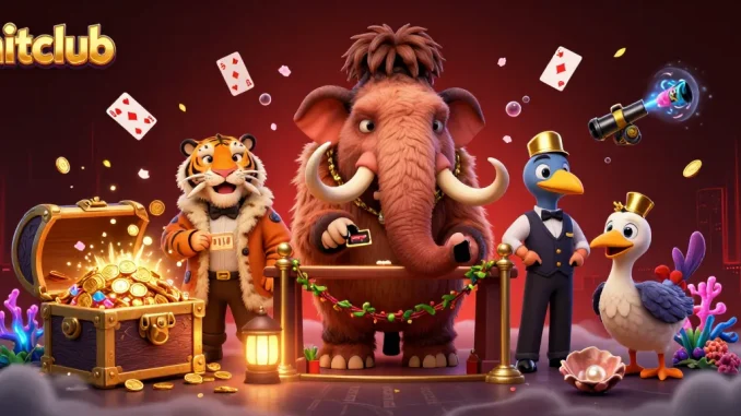 Experience the excitement at Hitclub with a vibrant casino scene featuring unique characters and treasures.