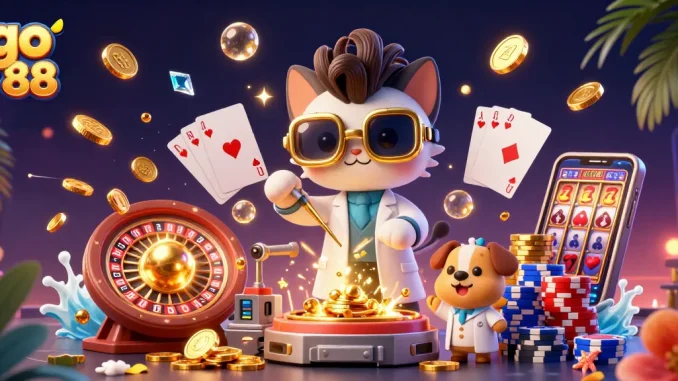 Experience thrilling gaming adventures with go 88 and vibrant casino elements in a dynamic scene.