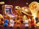 Experience the excitement of sunwin20 with a vibrant casino illustration showing golden tortoises and treasure.
